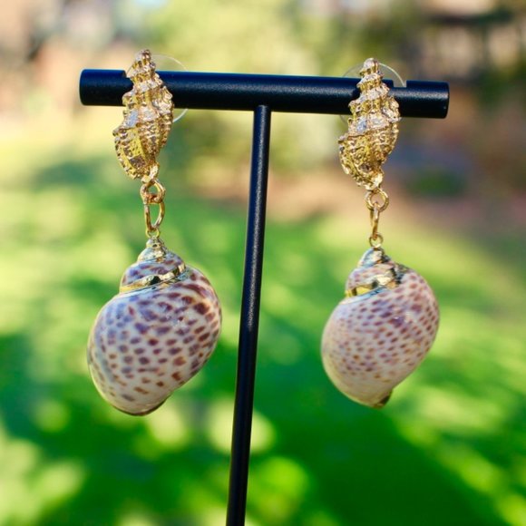 New Natural Seashell beach summer Dangle Earrings Ocean Boho Native - Picture 1 of 13